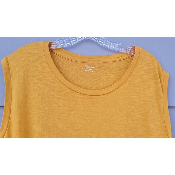 Madewell Women's Muscle Tee Tank Top Marigold Yellow 100% Cotton Size XXL - Picture 2 of 8